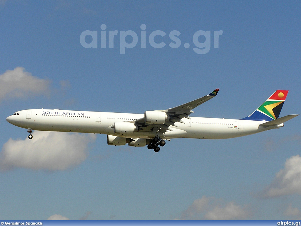 ZS-SNE, Airbus A340-600, South African Airways