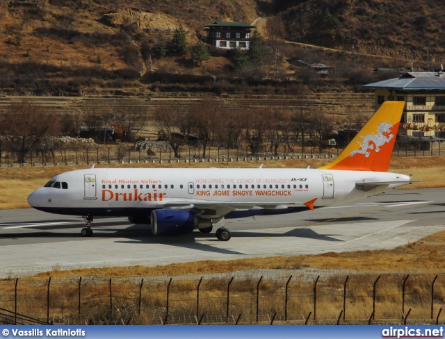 A5-RGF, Airbus A319-100, Druk Air - Royal Bhutan Airlines