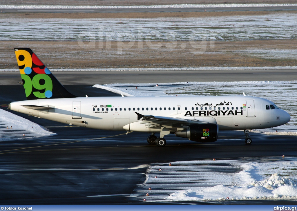 5A-OND, Airbus A319-100, Afriqiyah Airways