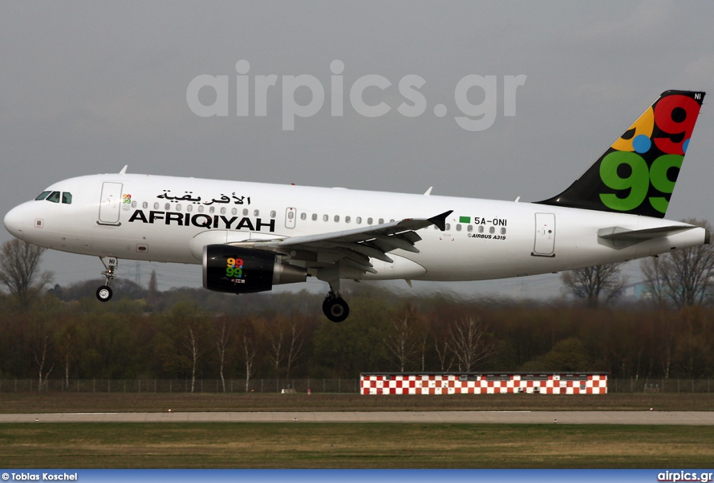 5A-ONI, Airbus A319-100, Afriqiyah Airways