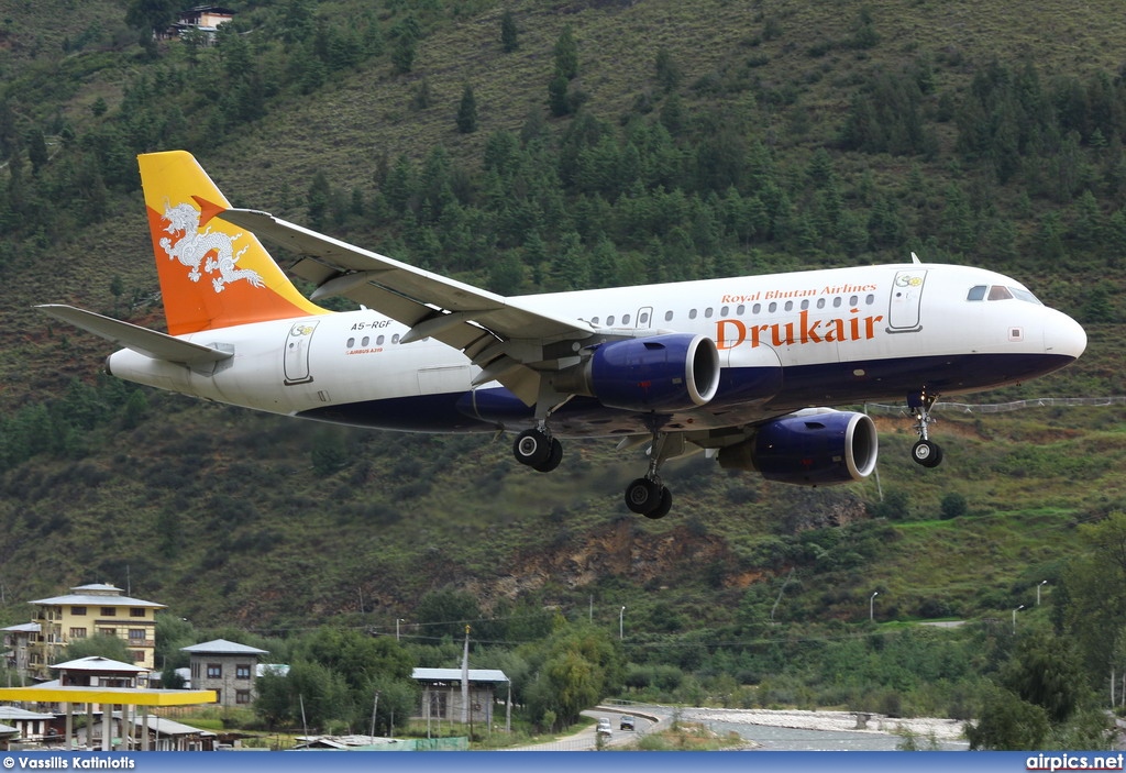A5-RGF, Airbus A319-100, Druk Air - Royal Bhutan Airlines