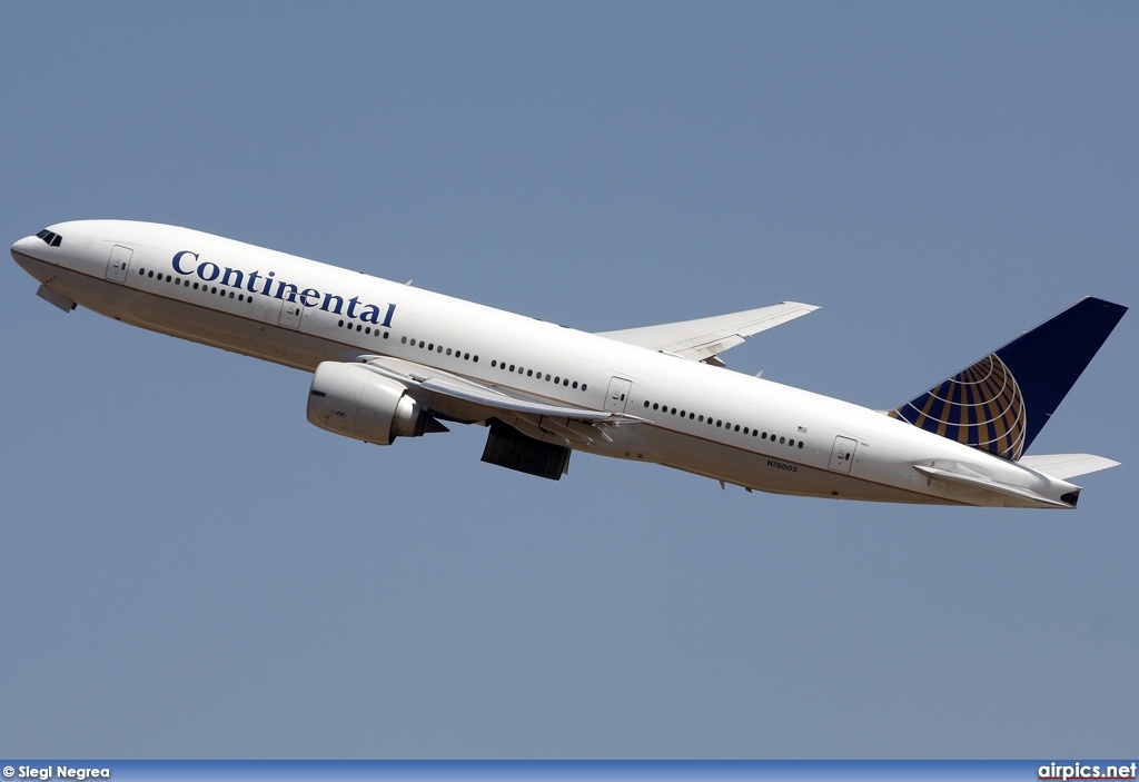 N78003, Boeing 777-200ER, Continental Airlines