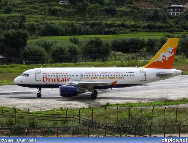 A5-RGG, Airbus A319-100, Druk Air - Royal Bhutan Airlines